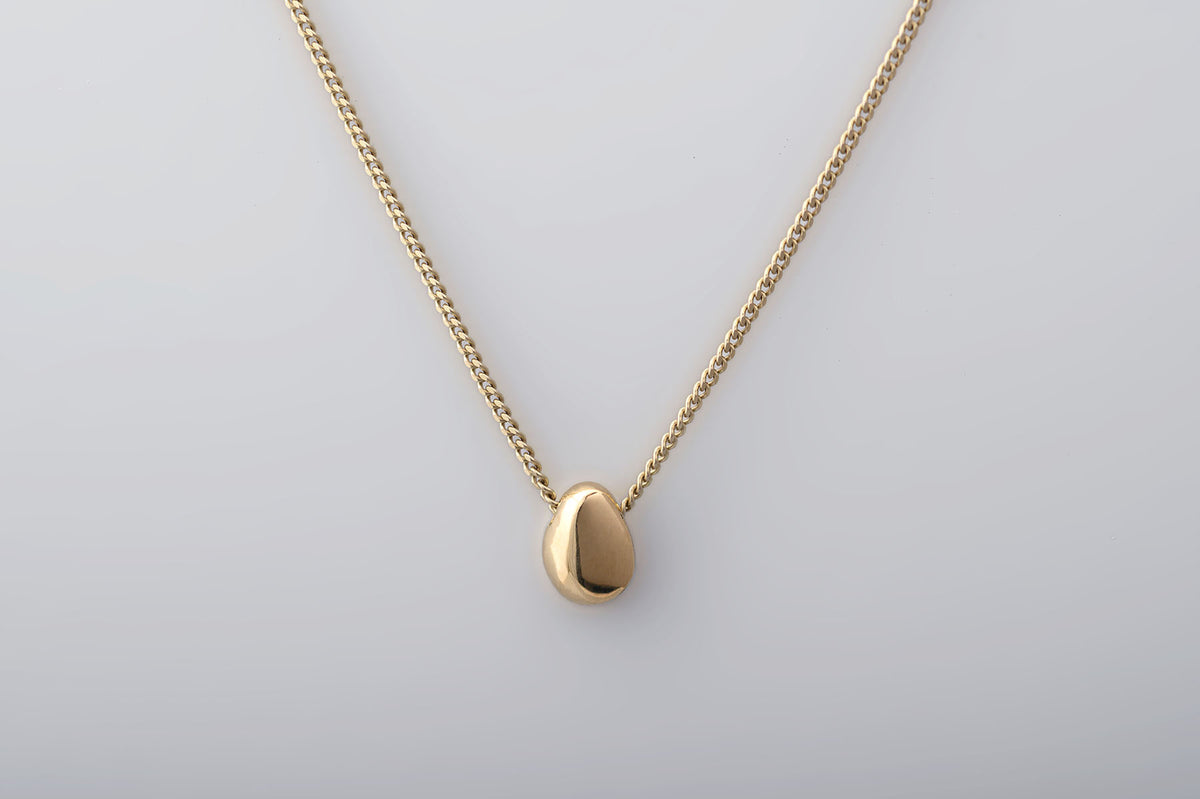 Solid Gold Pebble Pendant