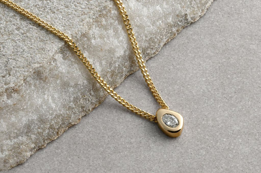 Gold Pebble Minimalist Diamond Necklace