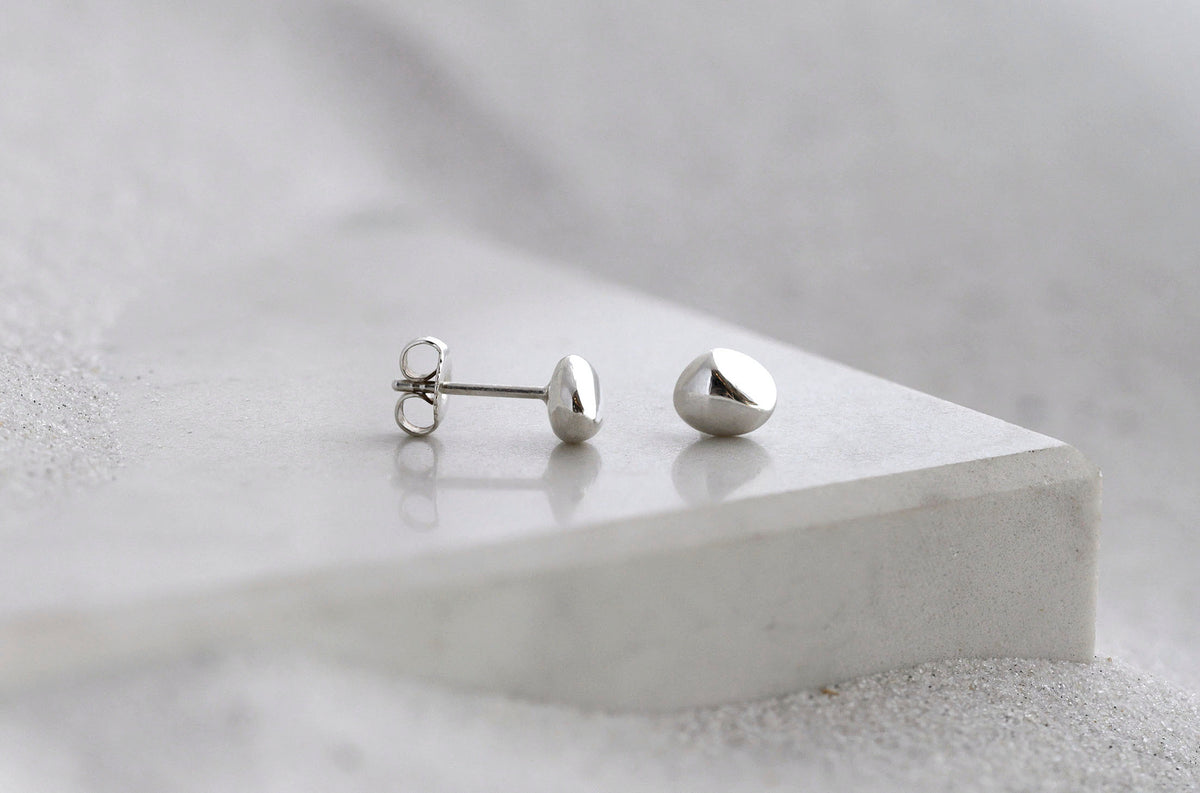 Sterling Silver Pebble Stud Earrings